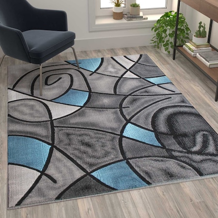 Flash Furniture Blue 5' x 7' Abstract Design Accent Area Rug ACD-RGTRZ860-57-BL-GG